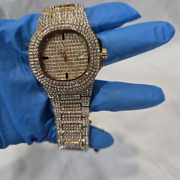 NWOT! FULLY ICED OUT Gold Over Copper VVS CZ 42mm CaseStainless Steel Back
